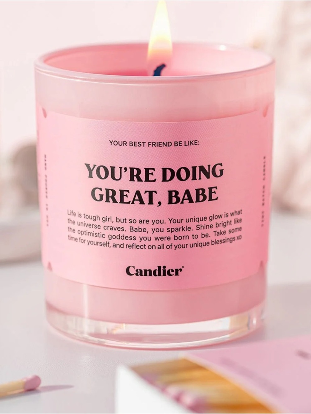 Candier You’re Doing Great Babe Candle NWT Pink Kawaii Y2K Gift - Picture 5 of 6